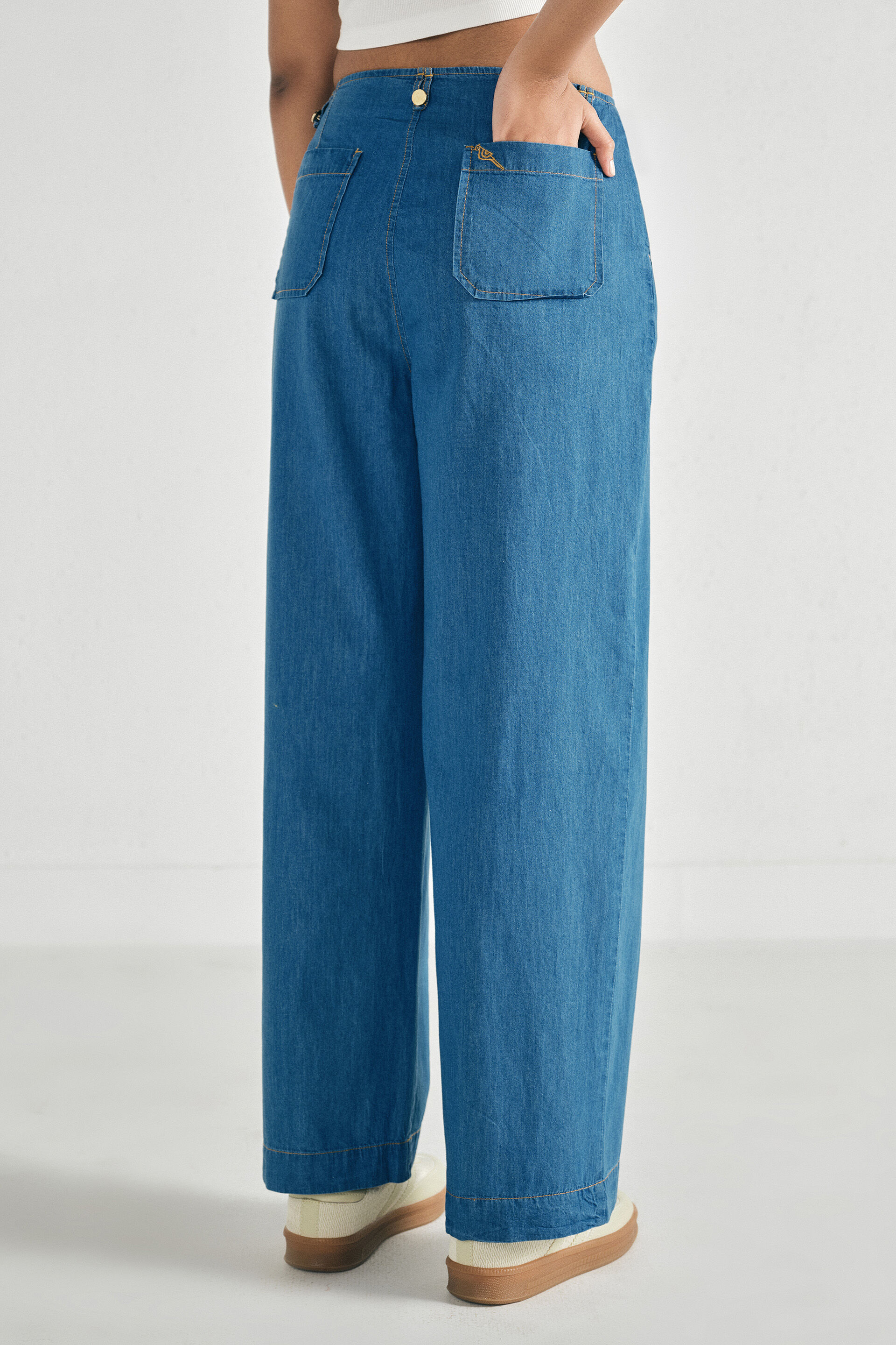 Mid-Blue Denim Pants, Blue, image 4